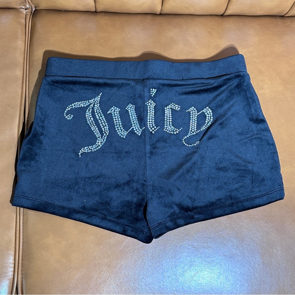 Juicy Couture Velour Rhinestone Shorts Black